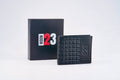 Moon23 black cross weave leather wallet with branded gift box