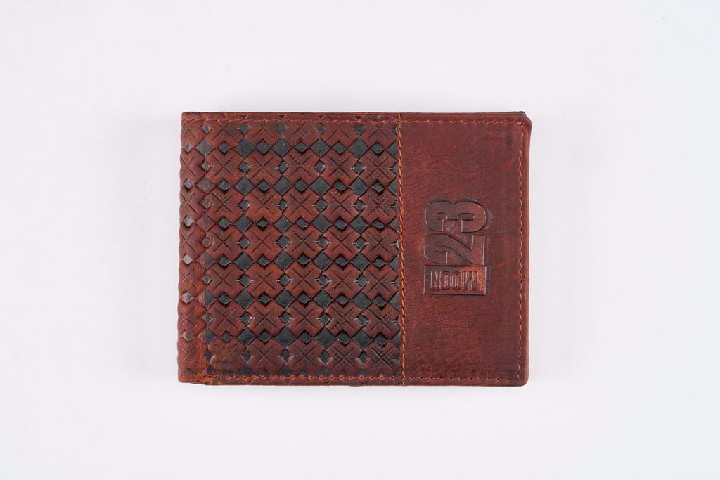 Cross Weave Wallet - Brown