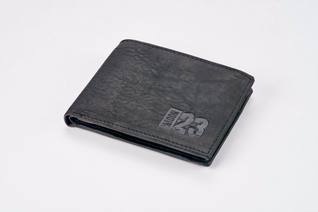 Classic Leather Wallet Black - angled side view