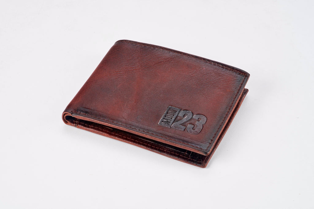 Classic Leather Wallet Brown - angled side view