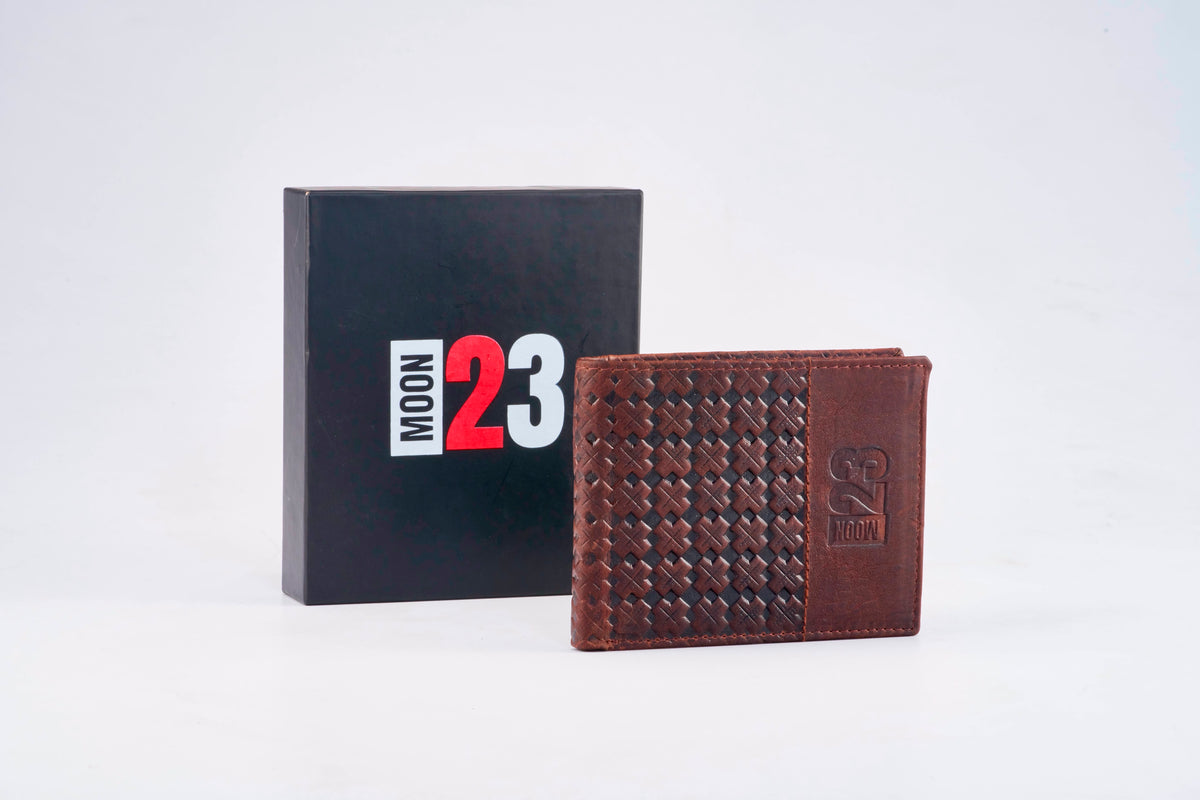 Cross Weave Wallet - Brown