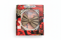 Gold glitter hair bow and pearl bracelet combo gift box on white background